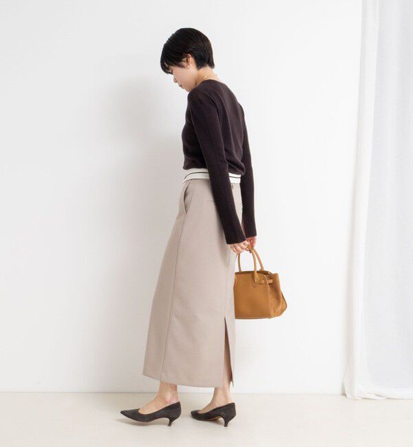 NOLLEY'S sophi「カシミヤ混ガーゼ風リブクルーネックミディ丈カーディガン」|カーディガン|