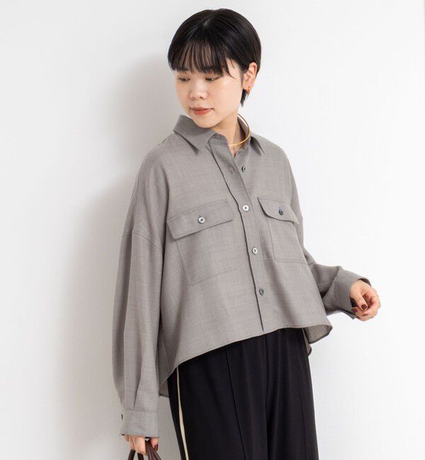 NOLLEY'S sophi「ウォッシャブルウール混ビエラショートシャツ」|シャツ・ブラウス|