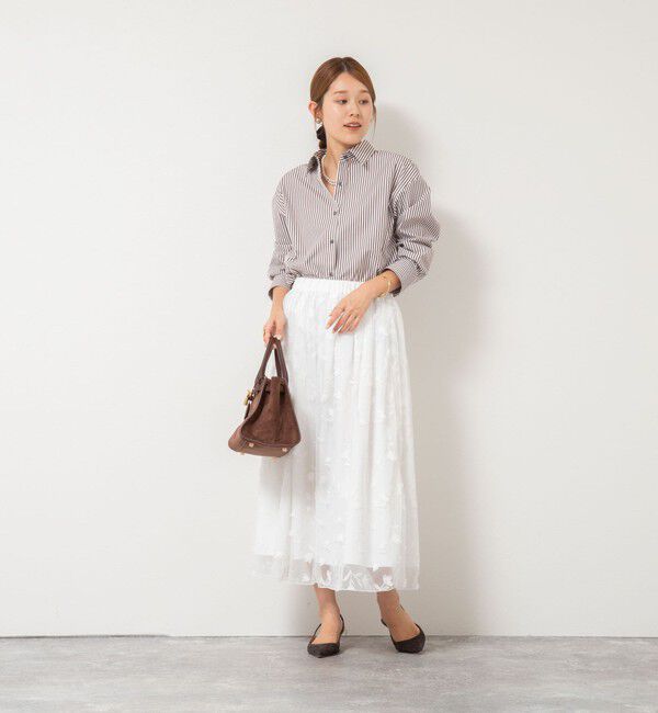 NOLLEY'S「ウォッシャブルチュール刺繍リバーシブルギャザースカート」|フレア|