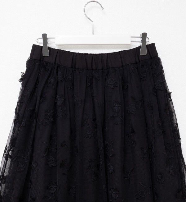 NOLLEY'S「ウォッシャブルチュール刺繍リバーシブルギャザースカート」|フレア|