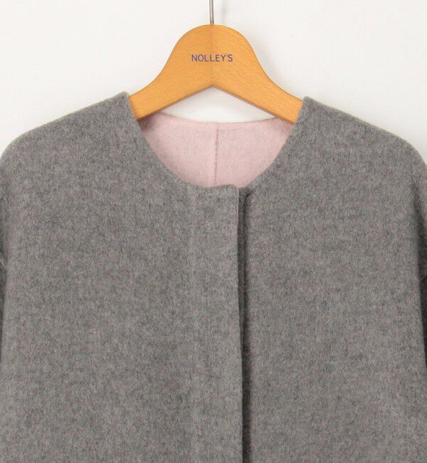 NOLLEY'S「バイカラーリバーコート」|ノーカラーコート|