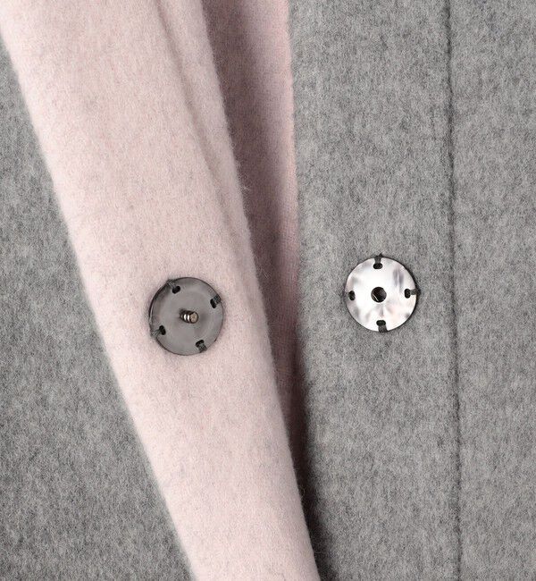 NOLLEY'S「バイカラーリバーコート」|ノーカラーコート|