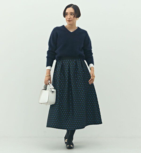 NOLLEY'S「ウォッシャブルドットジャガードタックフレアスカート」|スカート|