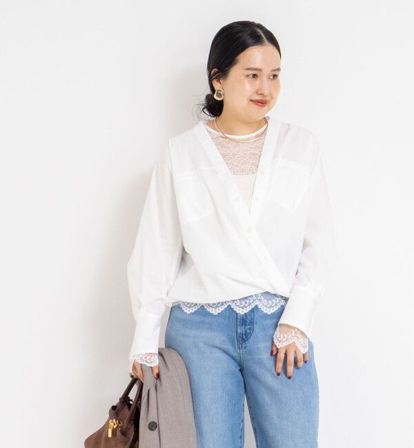 NOLLEY'S sophi「ウォッシャブルタイプライターVネック2WAYシャツ」|シャツ・ブラウス|