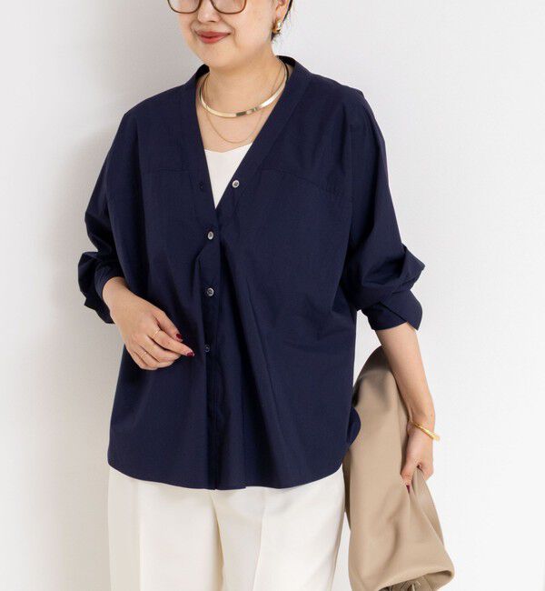 NOLLEY'S sophi「ウォッシャブルタイプライターVネック2WAYシャツ」|シャツ・ブラウス|