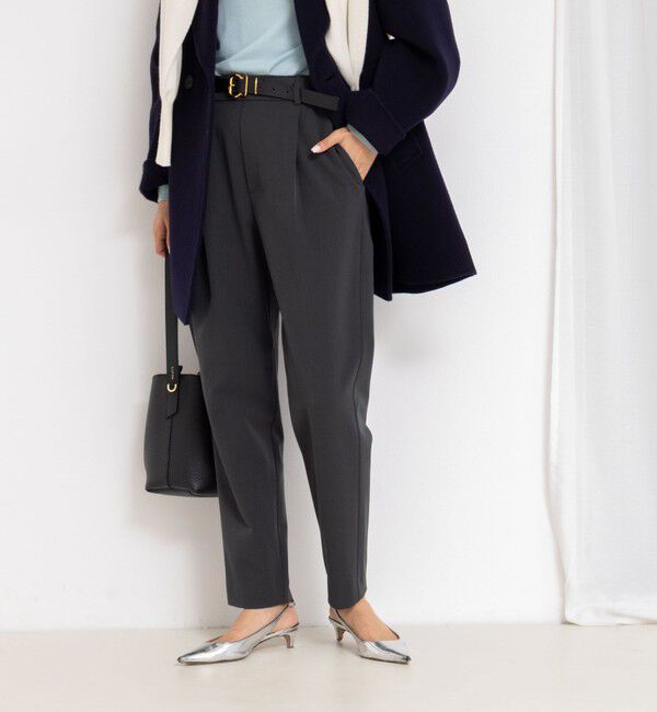 NOLLEY'S「ウォッシャブル裏起毛イージーテーパードパンツ」|その他|チャコールグレー