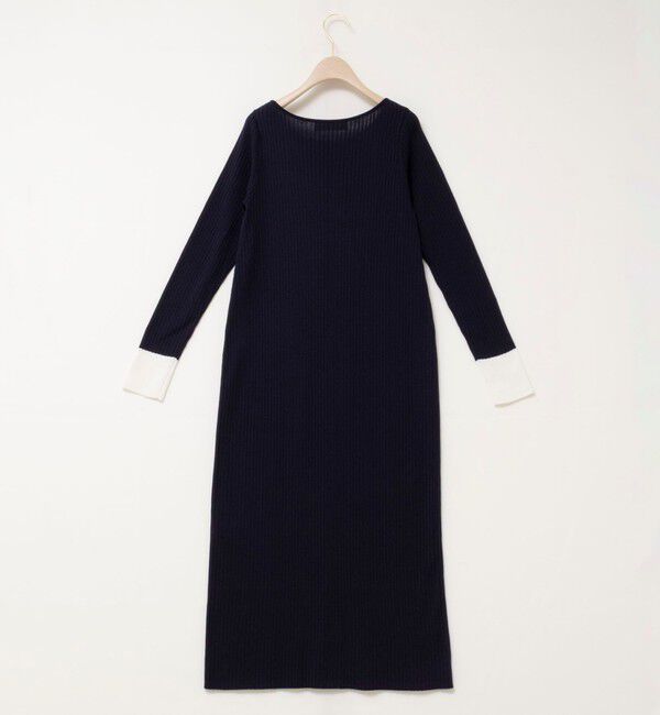 NOLLEY'S sophi「《手洗い可能》ウール混ワイドリブ袖口配色ロングワンピース」|ワンピース|