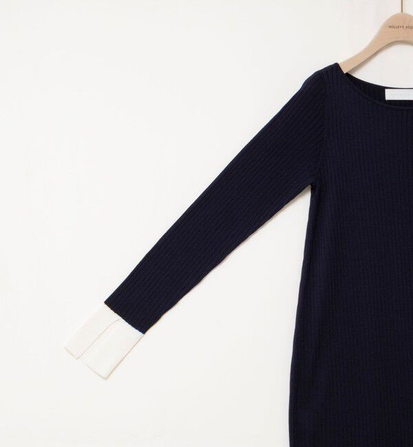NOLLEY'S sophi「《手洗い可能》ウール混ワイドリブ袖口配色ロングワンピース」|ワンピース|