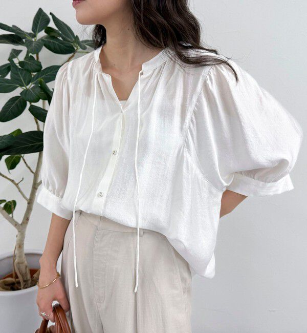 fredy emue「シャイニーシアー２WAYハーフスリーブブラウス」|シャツ・ブラウス|