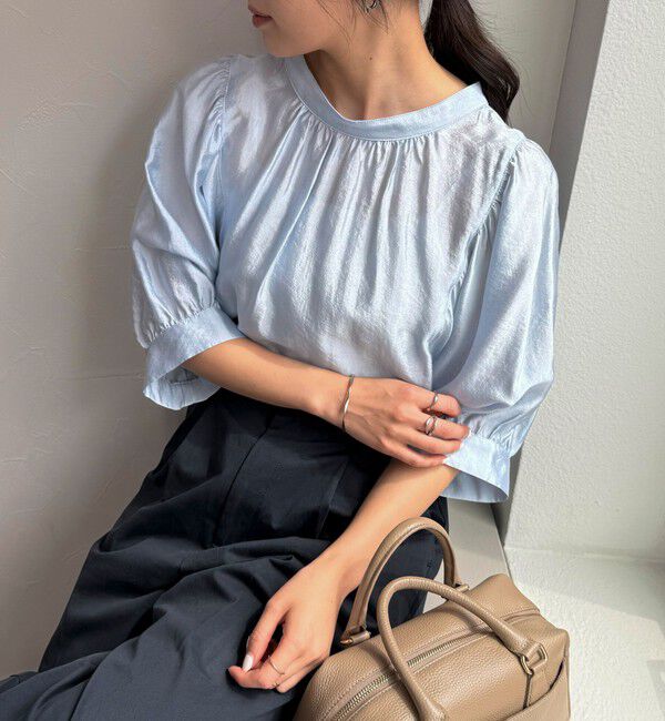 fredy emue「シャイニーシアー２WAYハーフスリーブブラウス」|シャツ・ブラウス|