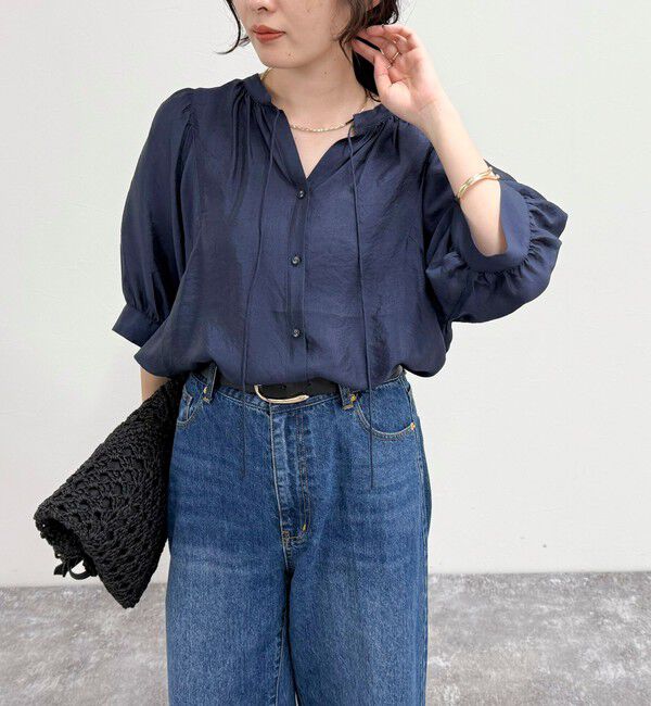 fredy emue「シャイニーシアー２WAYハーフスリーブブラウス」|シャツ・ブラウス|
