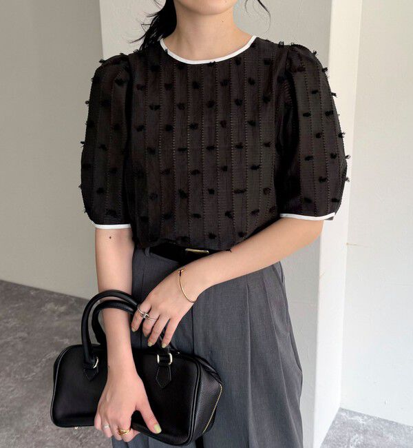 fredy emue「シアージャガードパイピング半袖ブラウス」|シャツ・ブラウス|