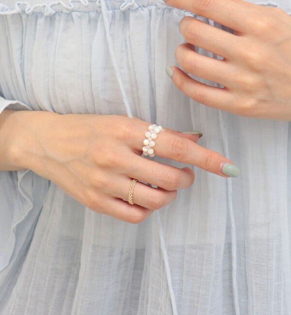 fredy emue「バイカラービーズチェーン2連リング」|リング|オフホワイト