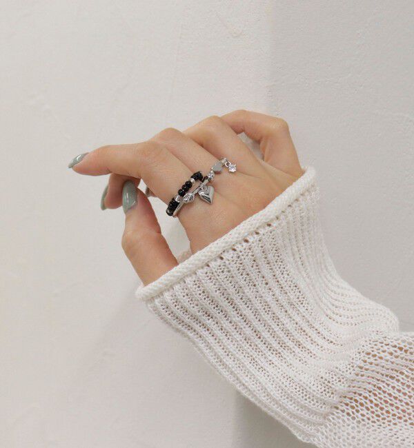 fredy emue「ビーズ3セットリング」|リング|ブラック