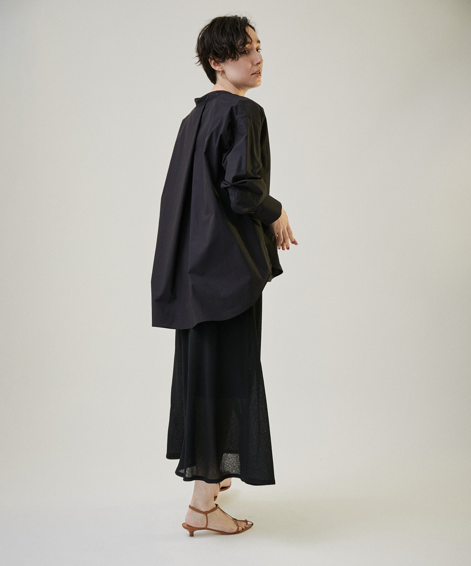 SALON adam et rope'「KINANシアーリブロングスカート」|スカート|