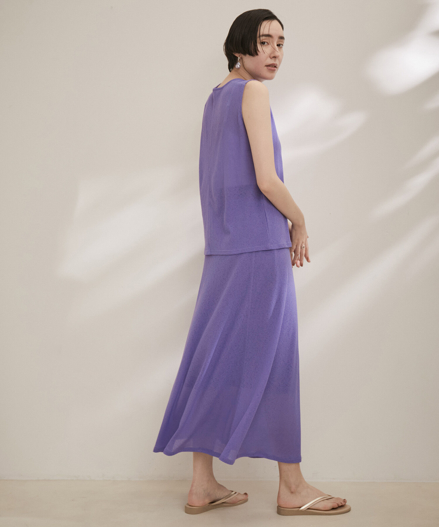 SALON adam et rope'「KINANシアーリブロングスカート」|スカート|