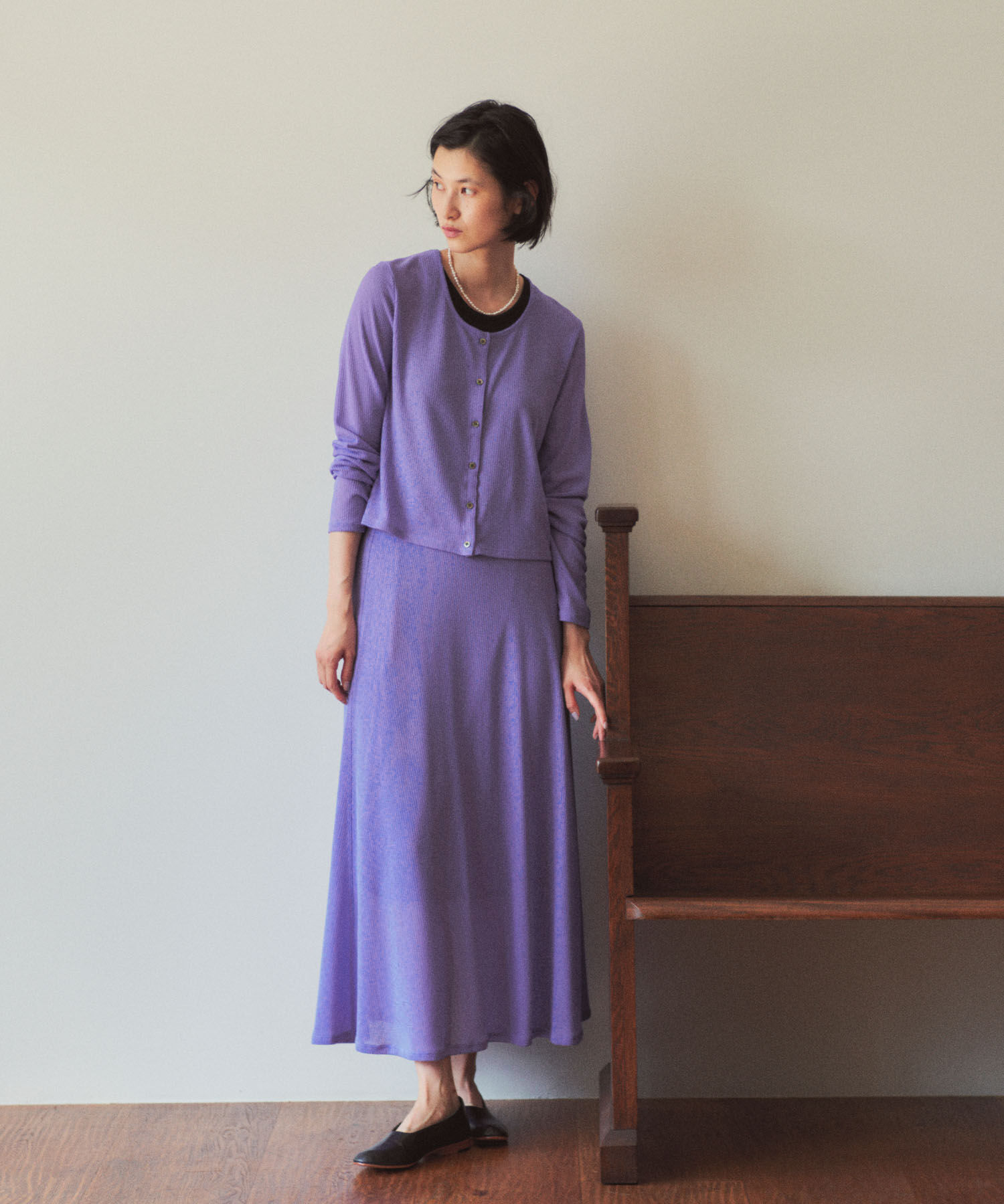 SALON adam et rope'「KINANシアーリブロングスカート」|スカート|