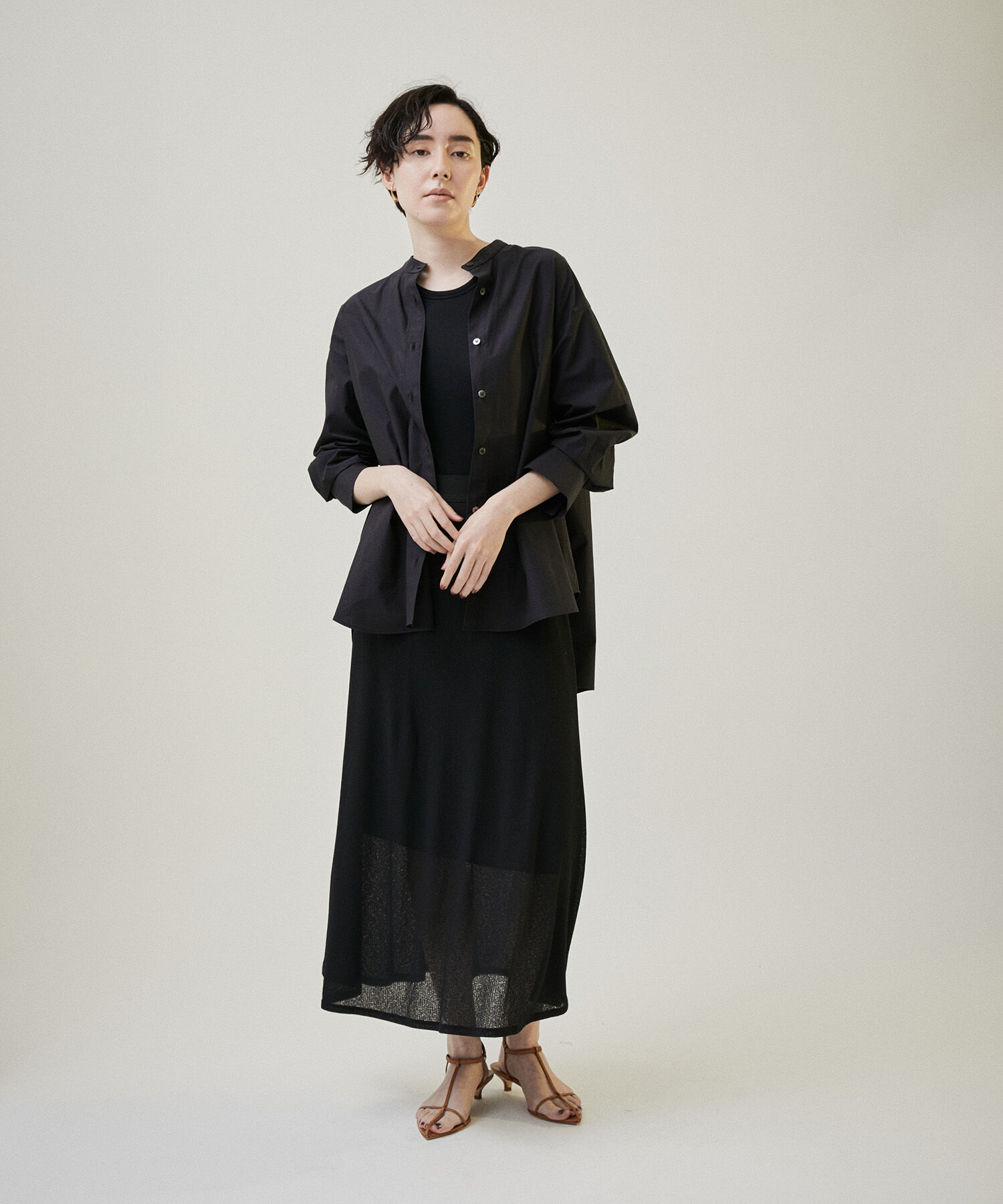 SALON adam et rope'「KINANシアーリブロングスカート」|スカート|