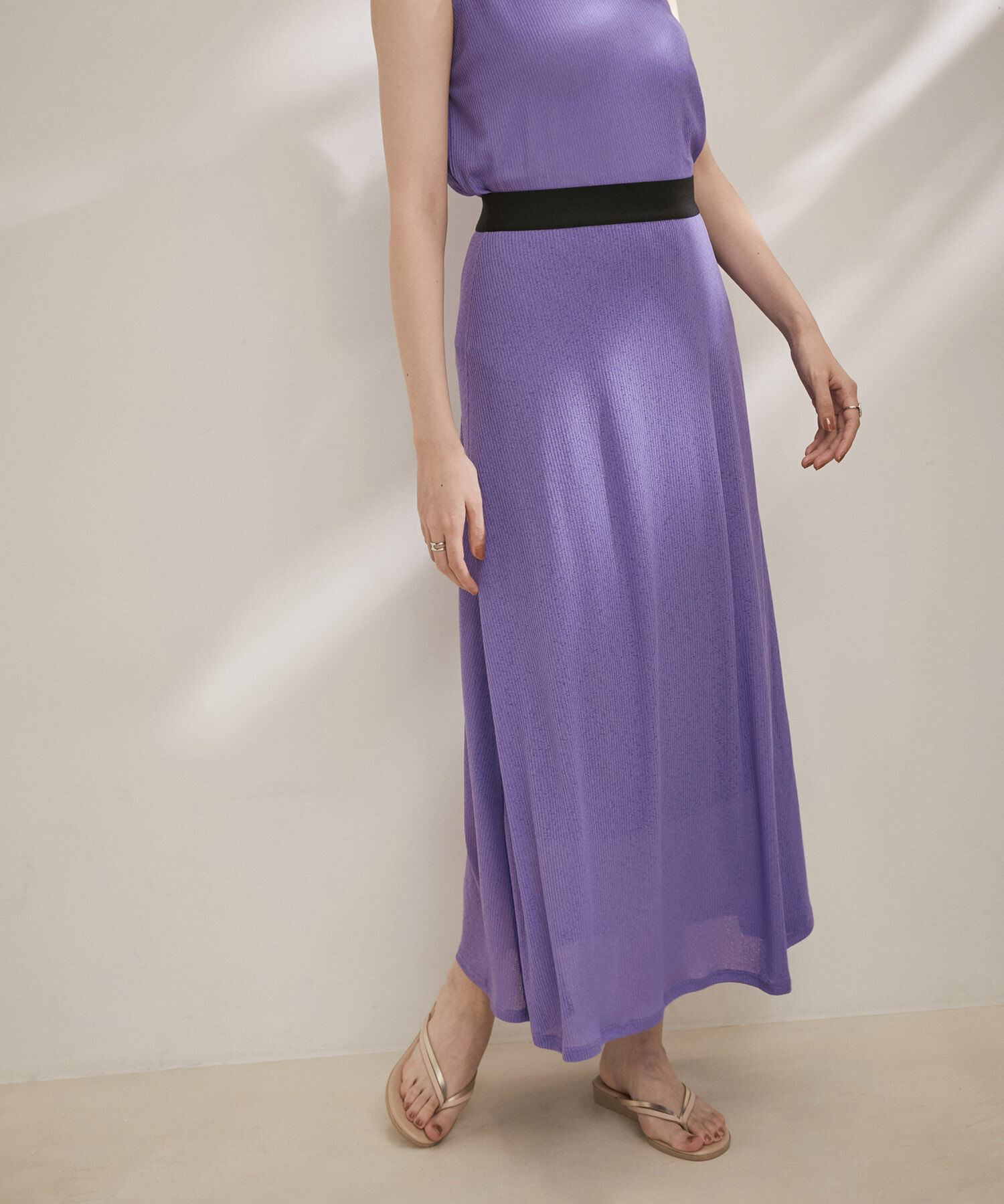 SALON adam et rope'「KINANシアーリブロングスカート」|スカート|パープル(50)