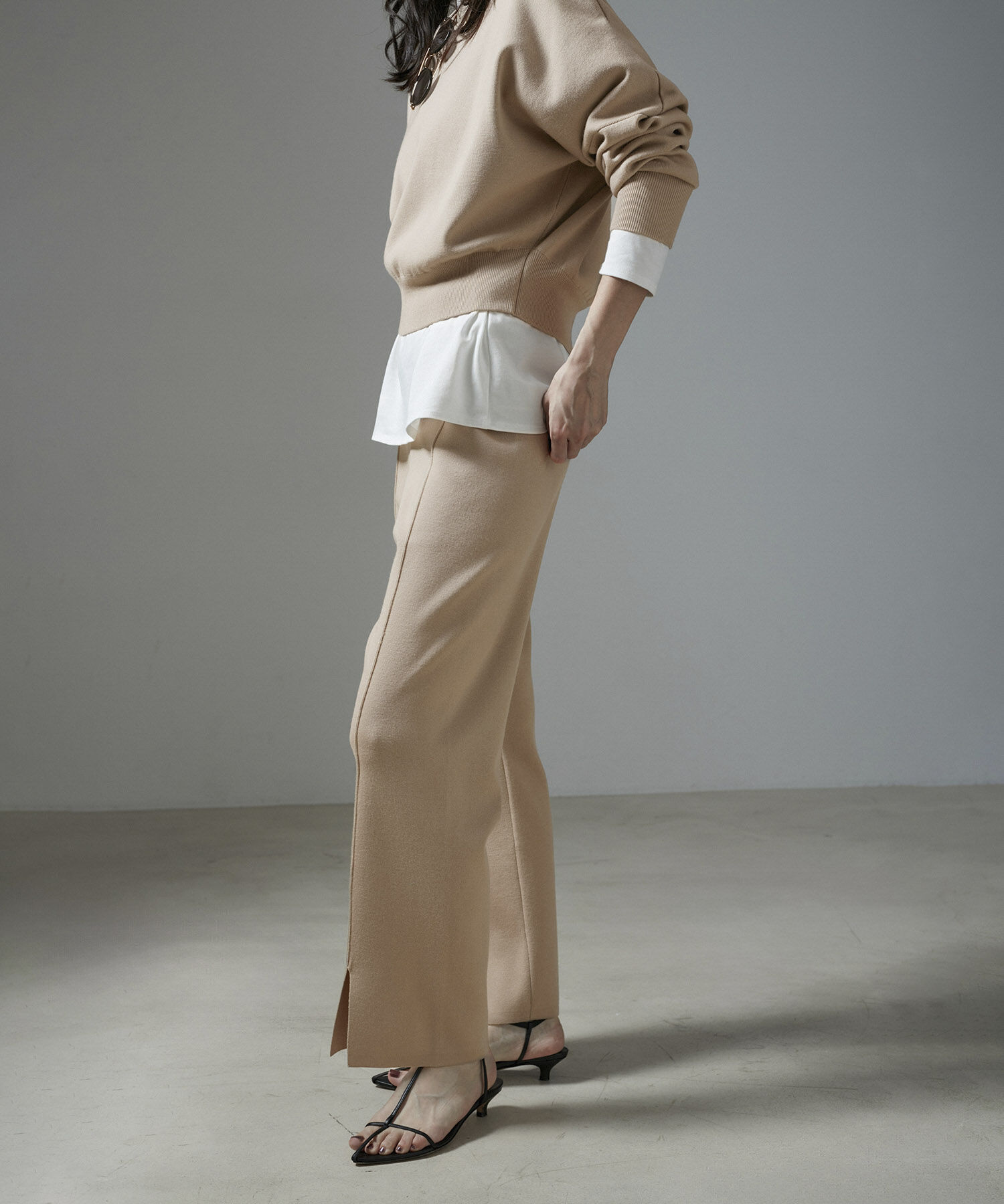 SALON adam et rope'「スウェットライクストレートイージーニットパンツ【セットアップ対応・洗える】」|その他|