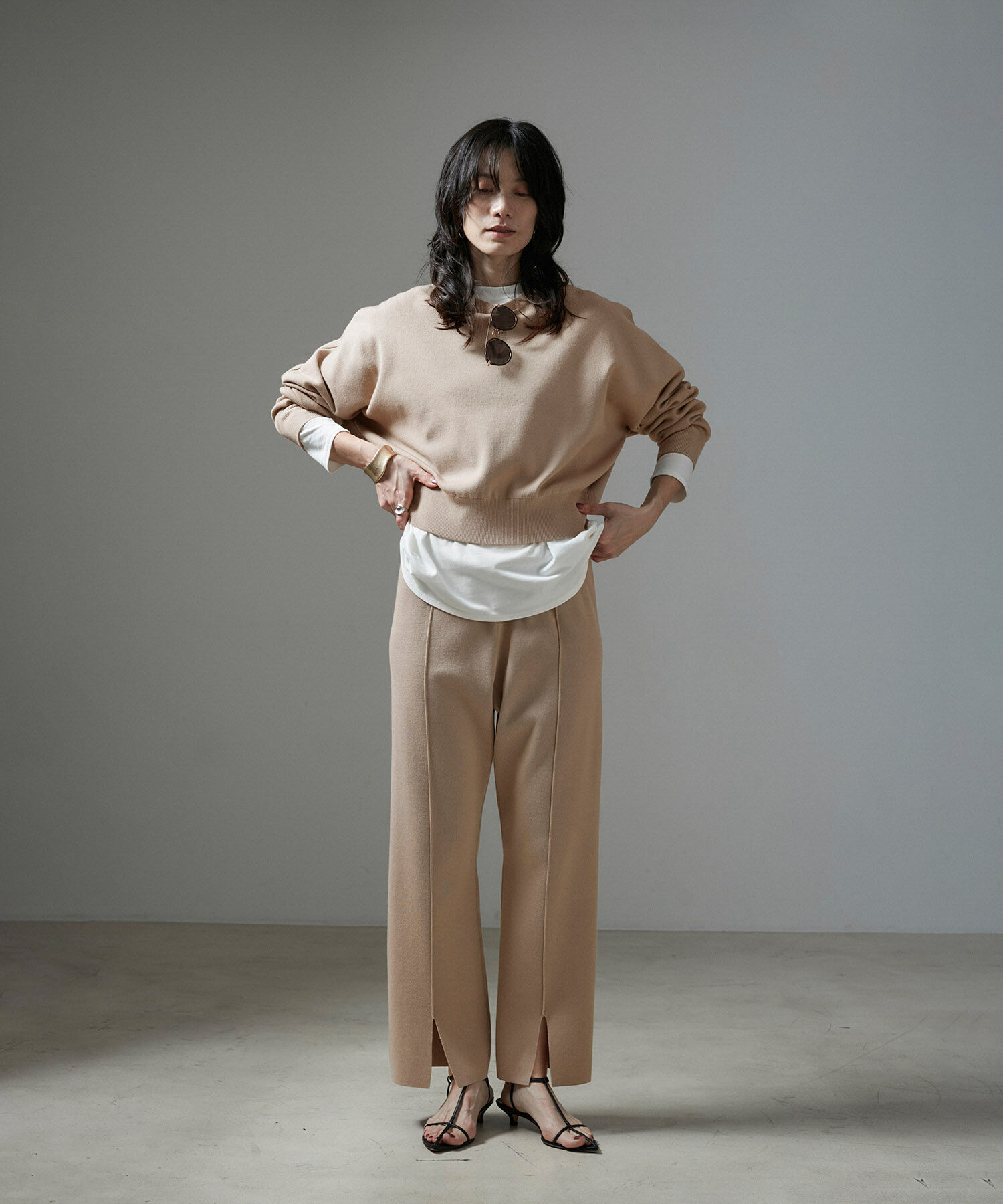 SALON adam et rope'「スウェットライクストレートイージーニットパンツ【セットアップ対応・洗える】」|その他|