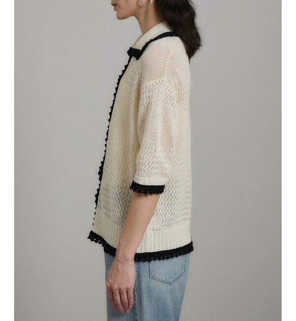 SALON adam et rope'「クロシェハーフスリーブカーディガン」|カーディガン|