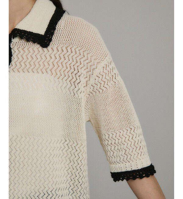 SALON adam et rope'「クロシェハーフスリーブカーディガン」|カーディガン|