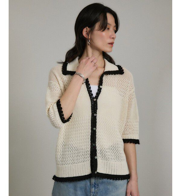 SALON adam et rope'「クロシェハーフスリーブカーディガン」|カーディガン|