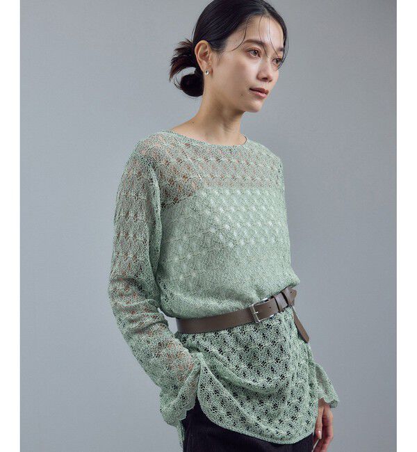 SALON adam et rope'「ラッセルレースレイヤードブラウス / セットアップ対応」|シャツ・ブラウス|グリーンサブ(35)