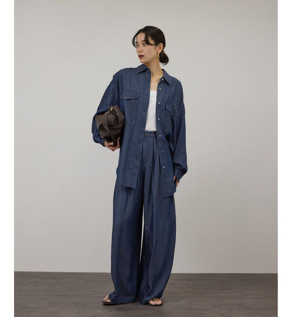 SALON adam et rope'「デニムライクタックフォルムワイドパンツ / セットアップ対応」|チノ|