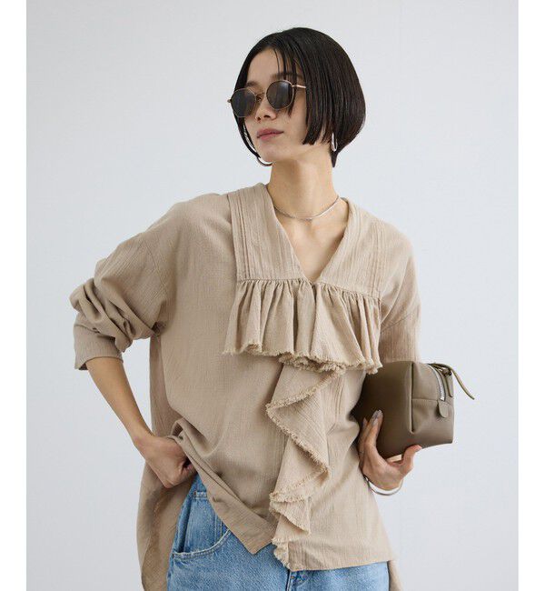 SALON adam et rope'「アンティークライクフリルブラウス / イージーケア」|シャツ・ブラウス|ベージュ系(28)