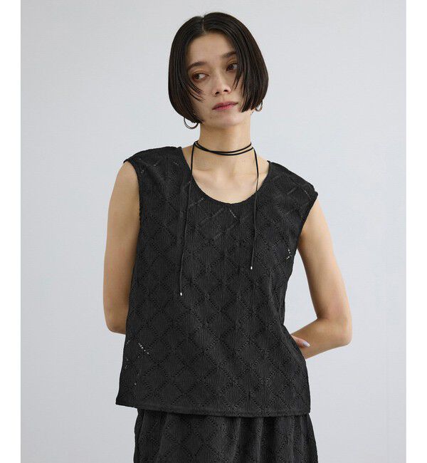 SALON adam et rope'「Cafissiチョーカー付きノースリーブプルオーバー / セットアップ対応」|その他|ブラック(01)