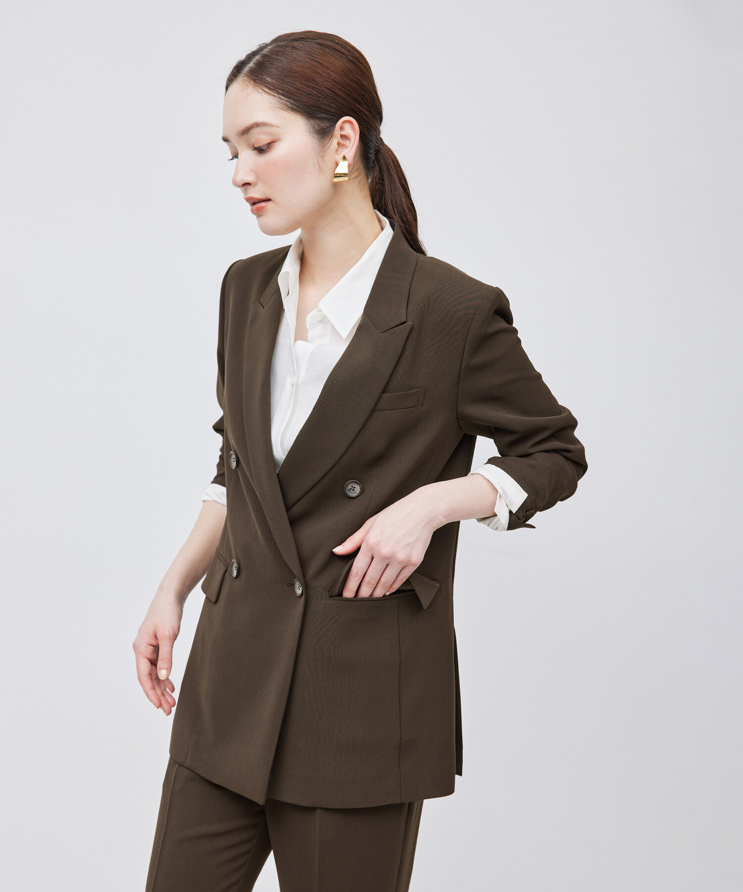 ROPE「ポリエステルツイルダブルジャケット/セットアップ対応【メディア掲載】」|テーラードジャケット|