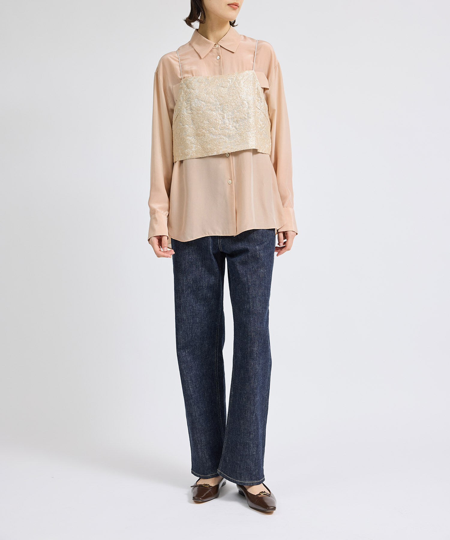 ROPE「シルクレーヨンデシンシャツブラウス」|シャツ・ブラウス|