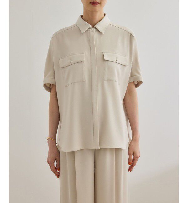 ROPE「【洗える・カセット服】バックサテン ドルマンブラウス/お仕事・通勤・セットアップ対応」|シャツ・ブラウス|