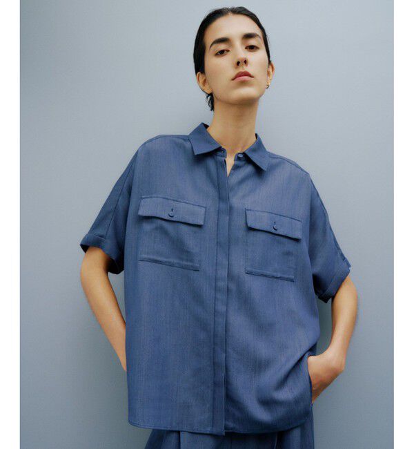 ROPE「【洗える・カセット服】バックサテン ドルマンブラウス/お仕事・通勤・セットアップ対応」|シャツ・ブラウス|