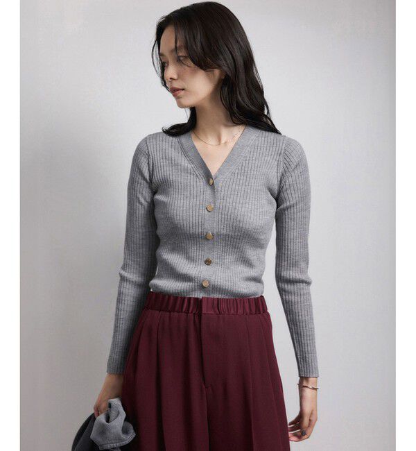 ROPE「ハイゲージワイドリブニットカーディガン」|カーディガン|グレー(07)