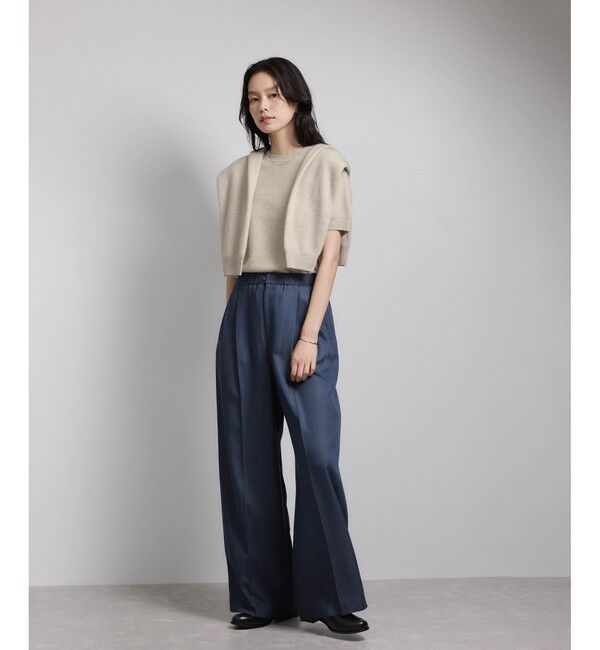 ROPE「ウールカシミヤブレンド 5分袖ニットプルオーバー/イージーケア」|ニット・セーター|