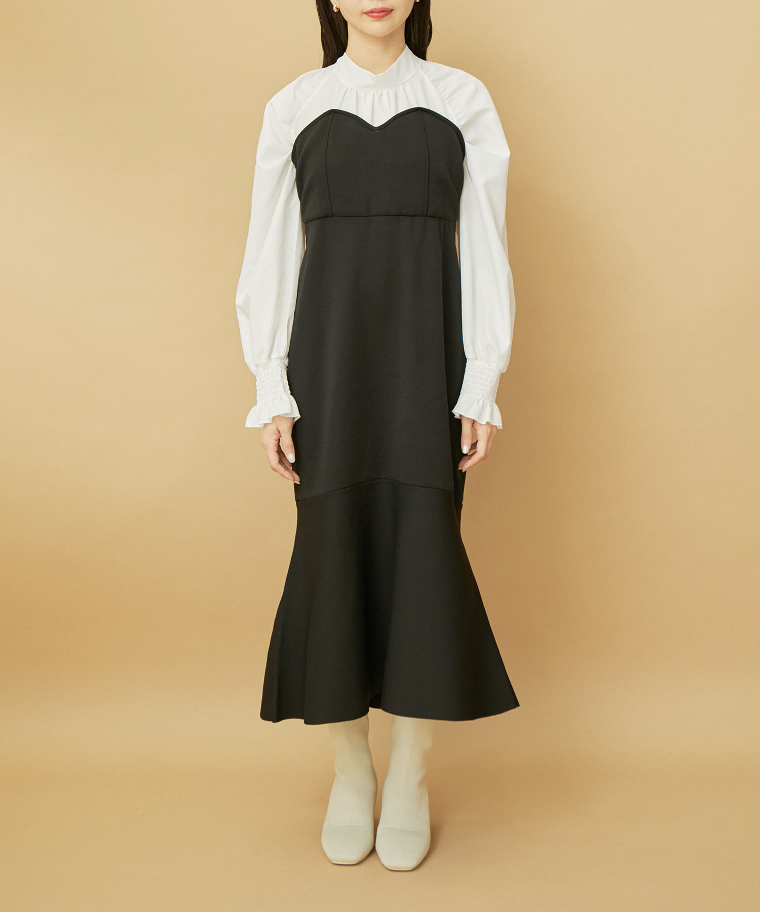 VIS「【VIS DRESS】バックリボンドッキングマーメイドワンピース」|ワンピース|