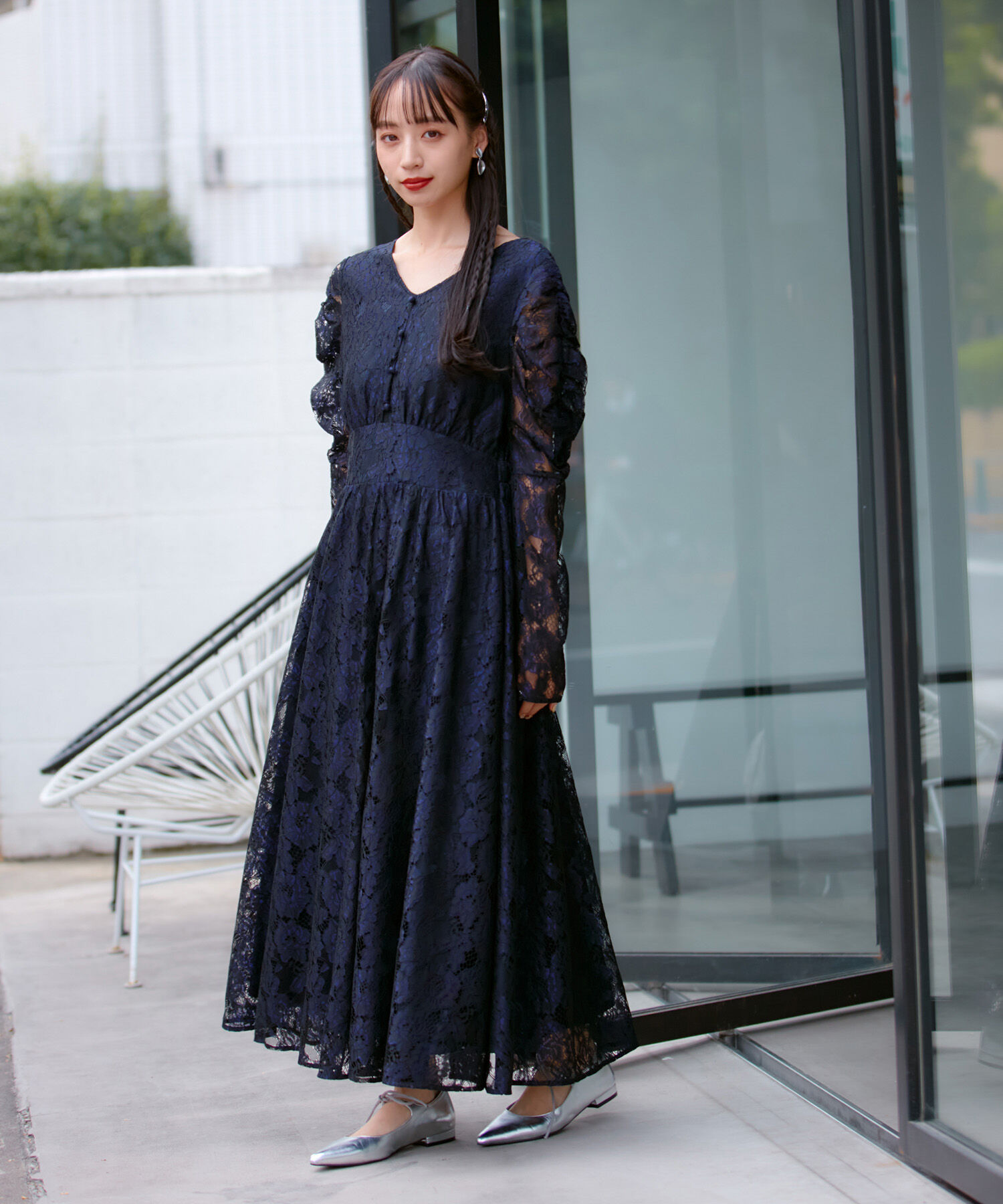 VIS「【VIS DRESS】総レースバックオープンワンピース」|ワンピース|