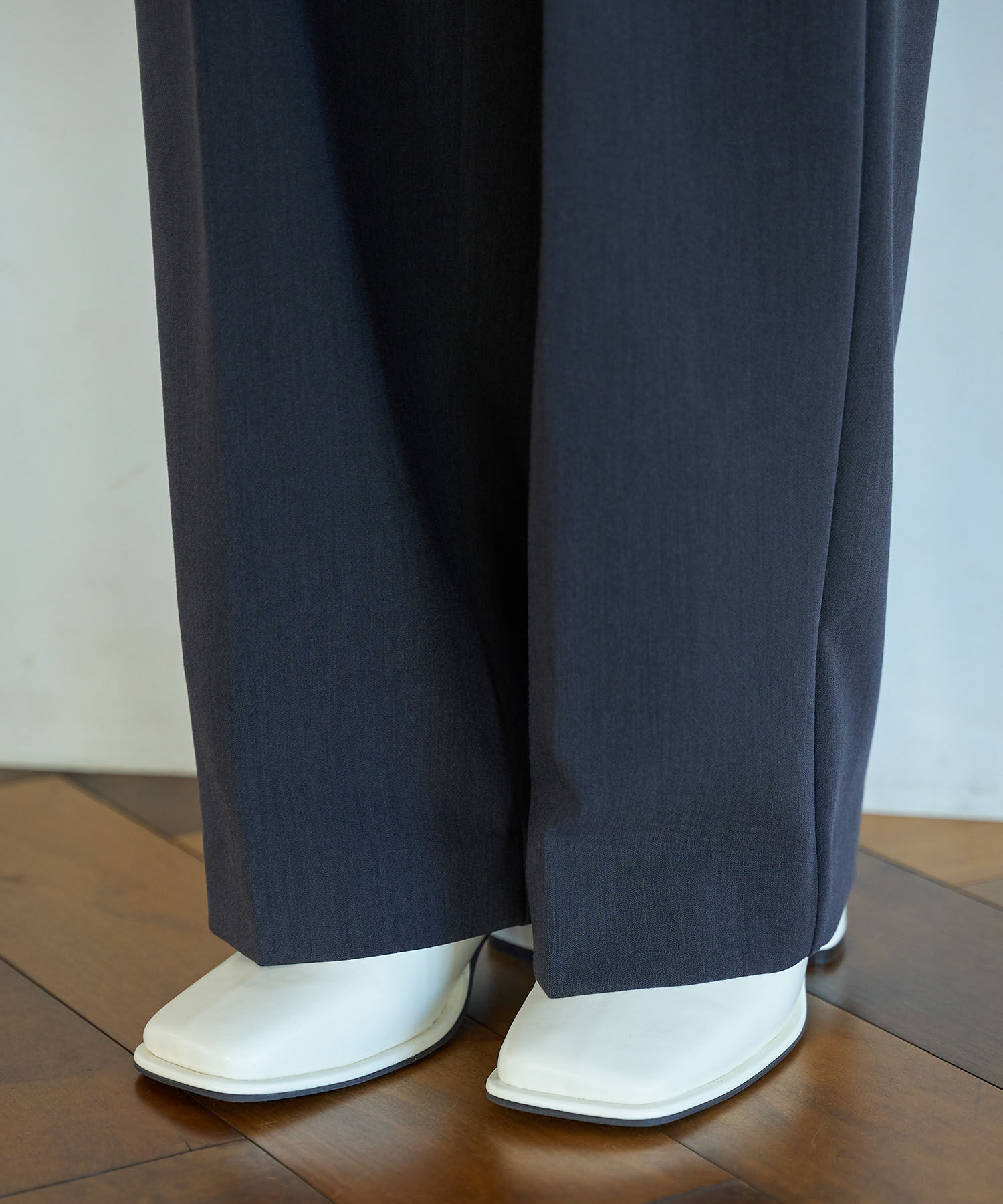 VIS「【洗える・防シワ】美easy裏起毛ワイドパンツ」|スラックス|