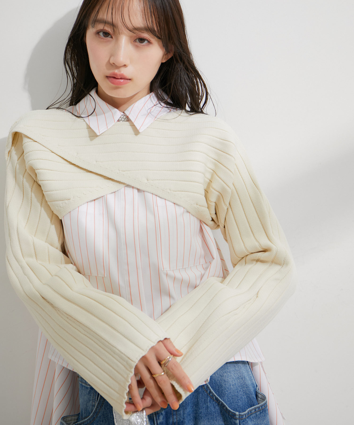 VIS「【STAYC/SIEUN着用】レイヤードニットプルオーバー」|ニット・セーター|