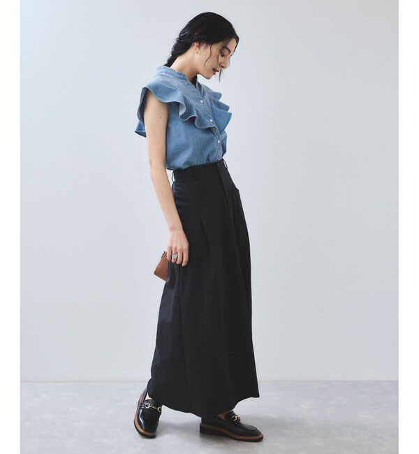 VIS「【UVケア/洗える】ラッフルデザインデニムブラウス」|シャツ・ブラウス|