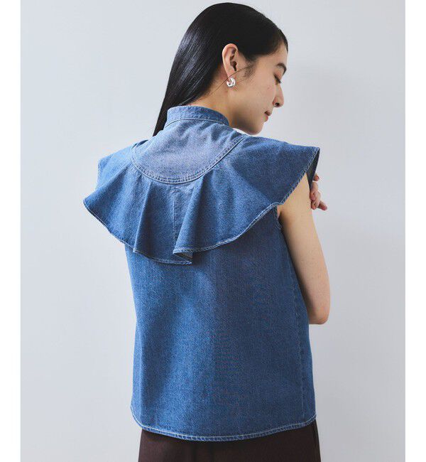 VIS「【UVケア/洗える】ラッフルデザインデニムブラウス」|シャツ・ブラウス|