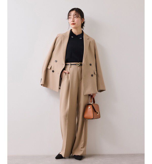 VIS「【美easy】ウーリッシュダブルブレストテーラードジャケット【セットアップ対応/洗える】」|テーラードジャケット|