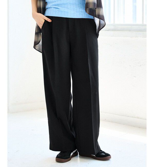 VIS「【美easy】ウーリッシュワンタックワイドパンツ【セットアップ対応/洗える】」|スラックス|