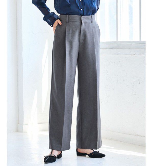 VIS「【美easy】ウーリッシュワンタックワイドパンツ【セットアップ対応/洗える】」|スラックス|