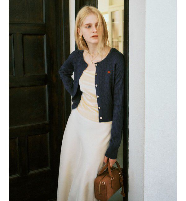 VIS「【POLO BCS】VIS別注ミニケーブルノーカラーニットカーディガン」|カーディガン|