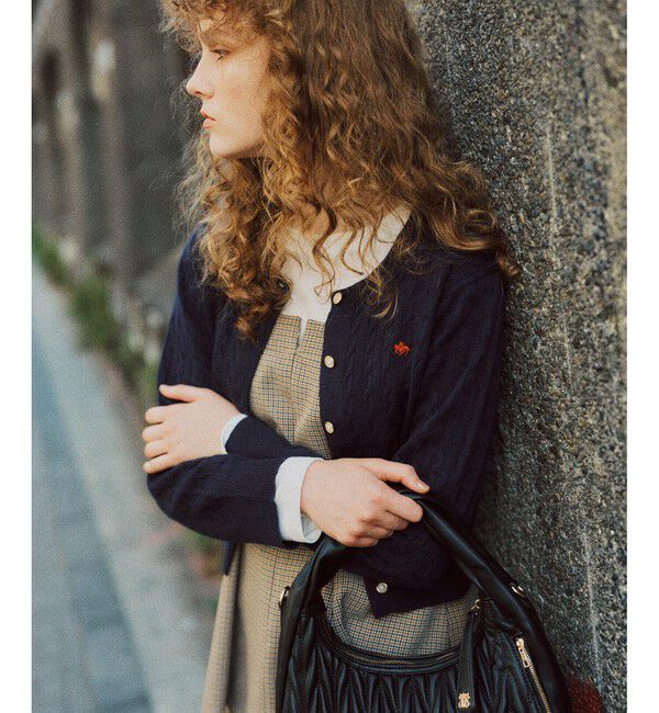 VIS「【POLO BCS】VIS別注ミニケーブルノーカラーニットカーディガン」|カーディガン|