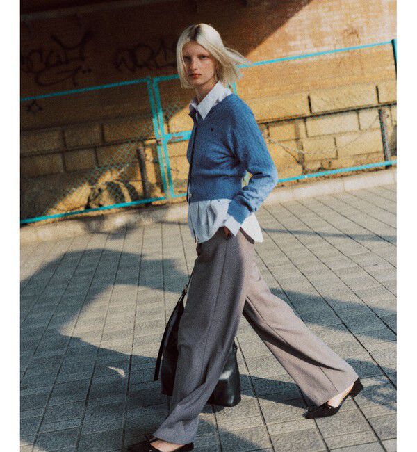 VIS「【POLO BCS】VIS別注ミニケーブルノーカラーニットカーディガン」|カーディガン|